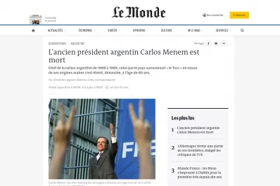 Los principales diarios del mundo se hacen eco de la muerte de Carlos Menem