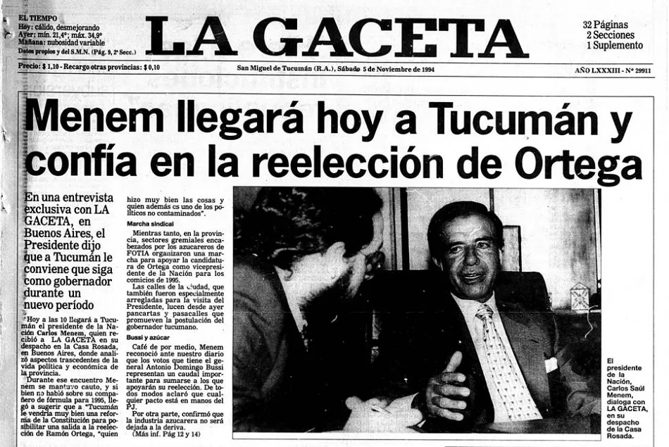 Sin decirlo, Menem dijo que Palito Ortega no sería vicepresidente