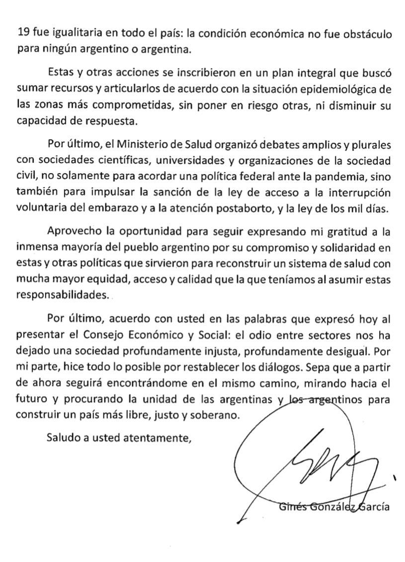 Ginés González García presentó su renuncia y habló de una confusión involuntaria