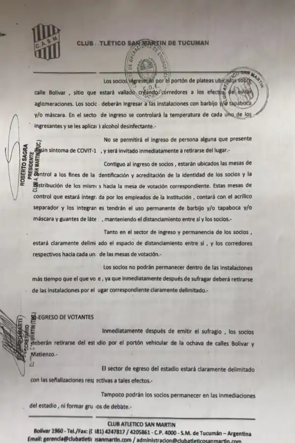 El Santo definió su cronograma electoral y estableció el protocolo para el 7 de marzo