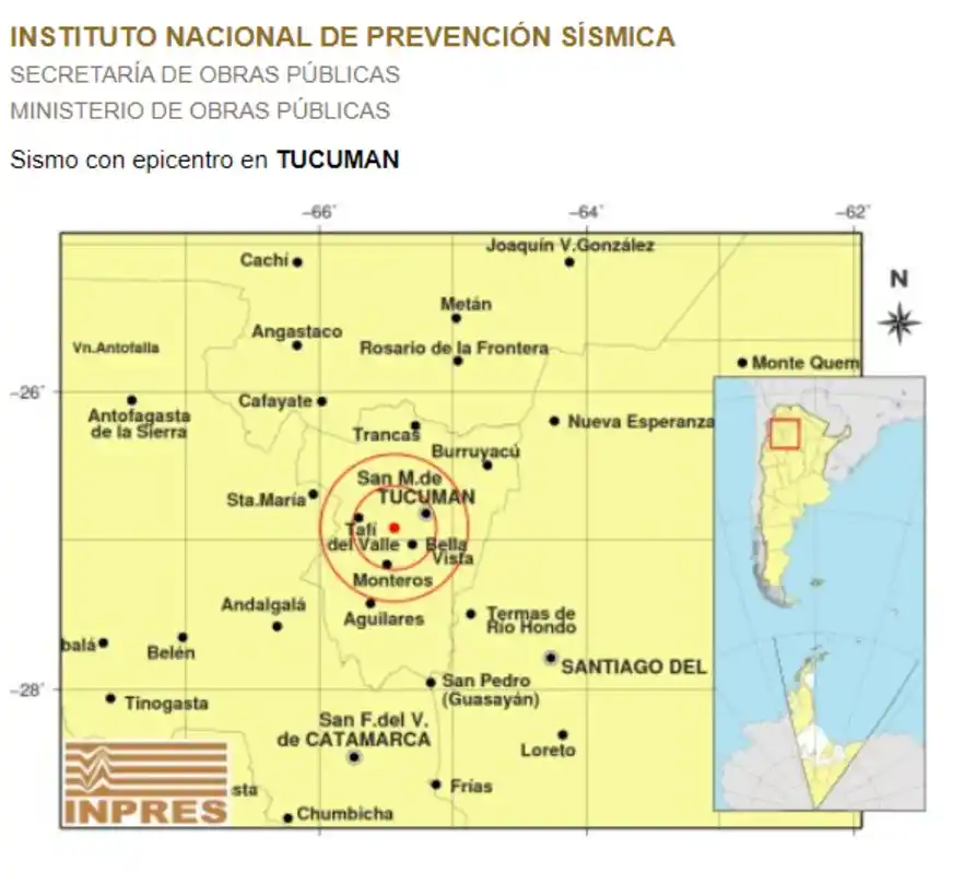 Un breve temblor se sintió en Tucumán