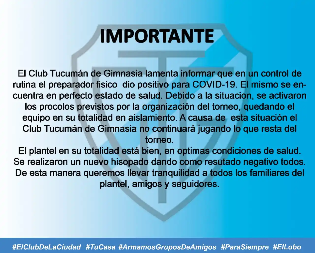 Tucumán de Gimnasia se baja de la Liga Nacional Masculina de Voley por un caso de covid-19