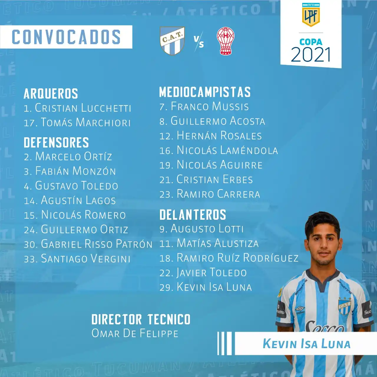 Atlético contará con la vuelta del Chavo Alustiza ante Huracán