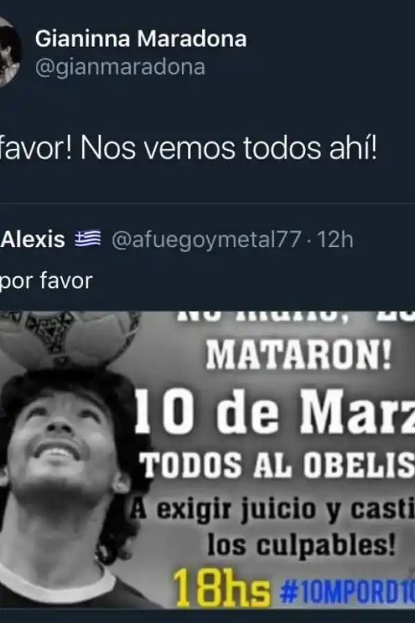 Gianinna Maradona convocó a una marcha para pedir justicia por Diego