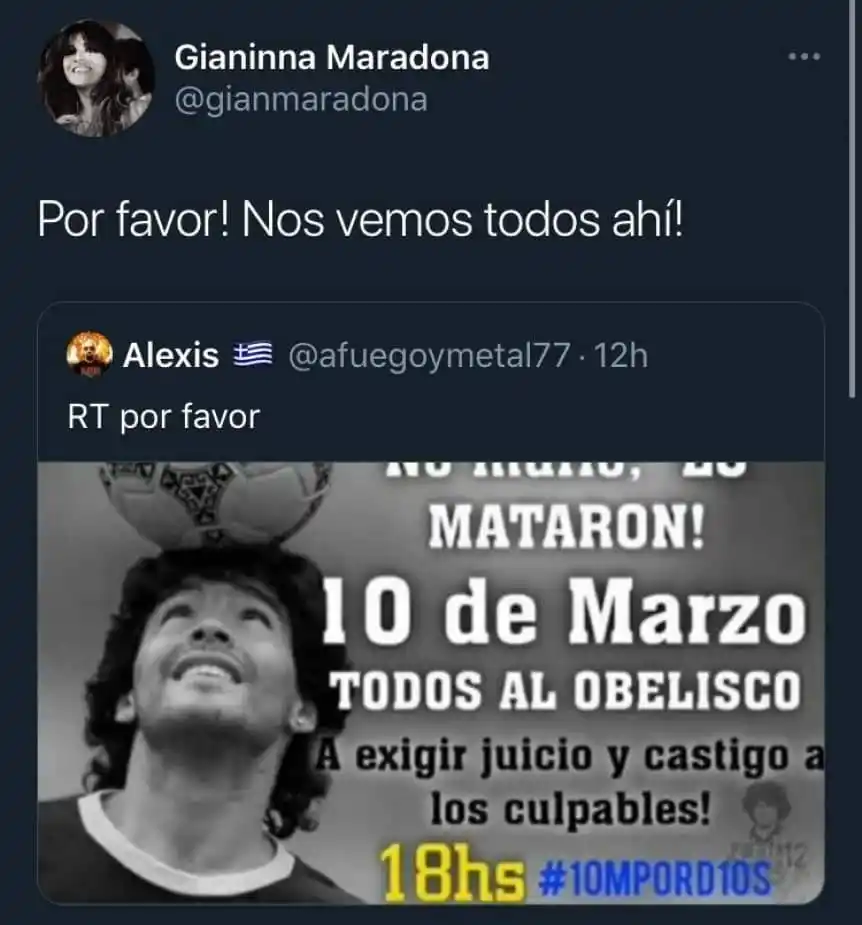 Gianinna Maradona convocó a una marcha para pedir justicia por Diego