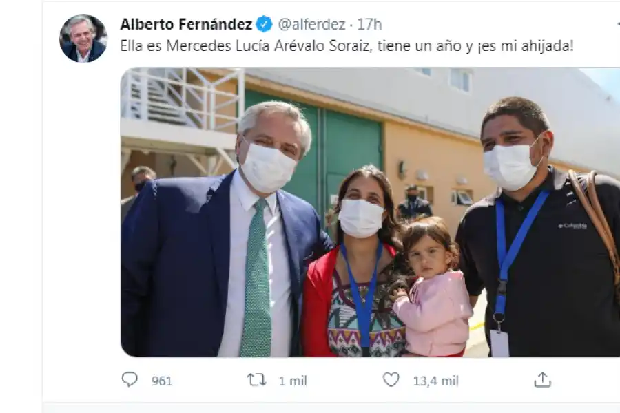 Alberto Fernández presentó a su primera ahijada presidencial