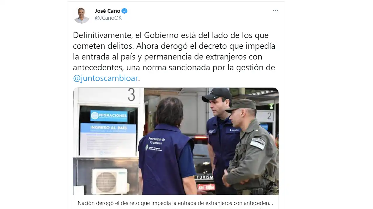 “El Gobierno está del lado de los que cometen delitos”, cuestionó Cano