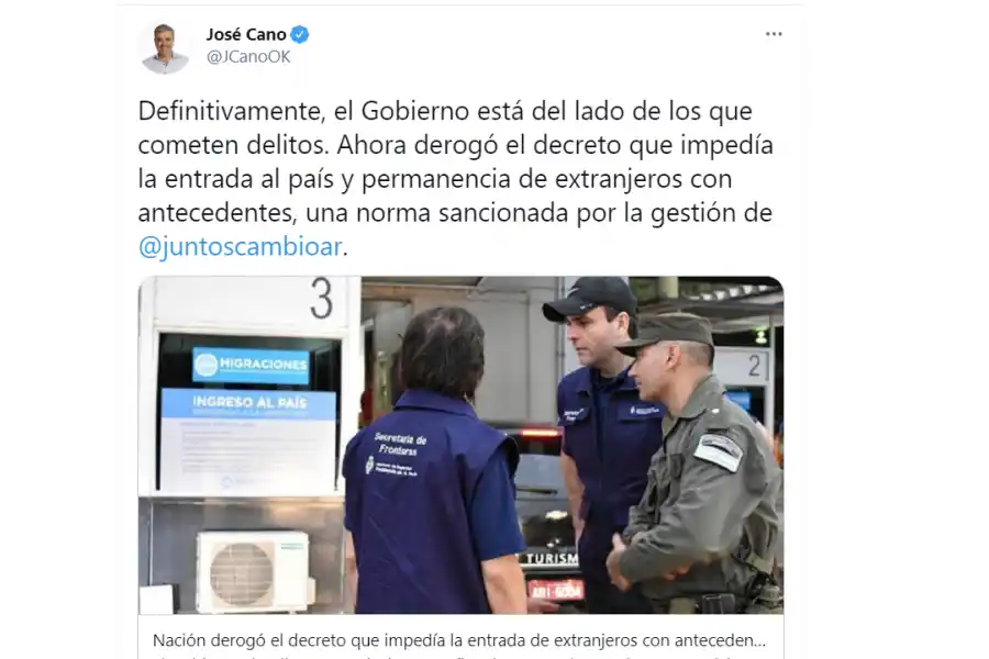 “El Gobierno está del lado de los que cometen delitos”, cuestionó Cano