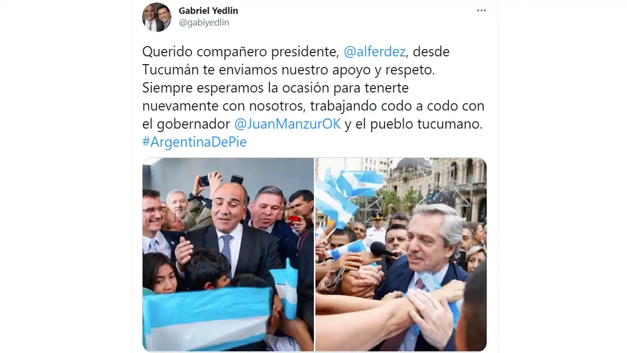 Dirigentes tucumanos se solidarizaron con el Presidente y repudiaron el ataque que sufrió en Chubut