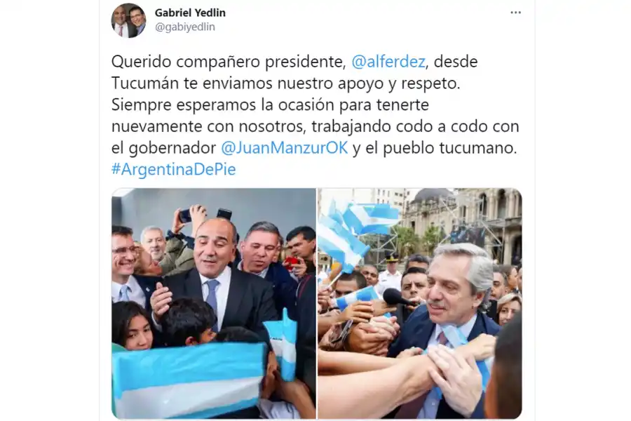 Dirigentes tucumanos se solidarizaron con el Presidente y repudiaron el ataque que sufrió en Chubut