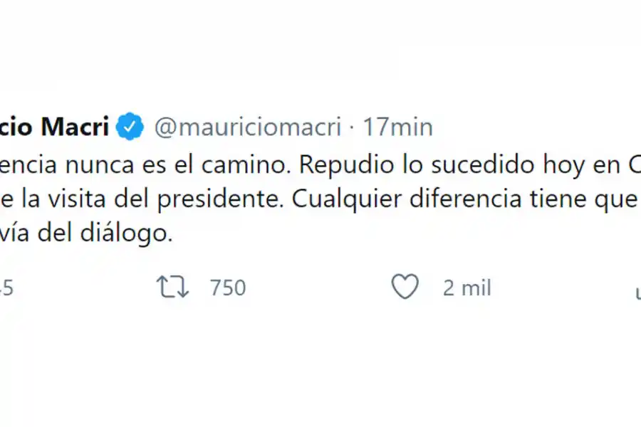 Macri repudió el ataque que sufrió el presidente en Chubut
