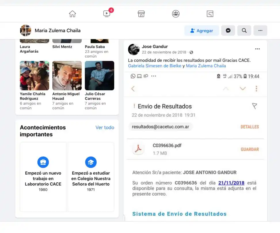 EN REDES II. Captura de pantalla del post de José Antonio Gandur (h) mencionado en la nota.