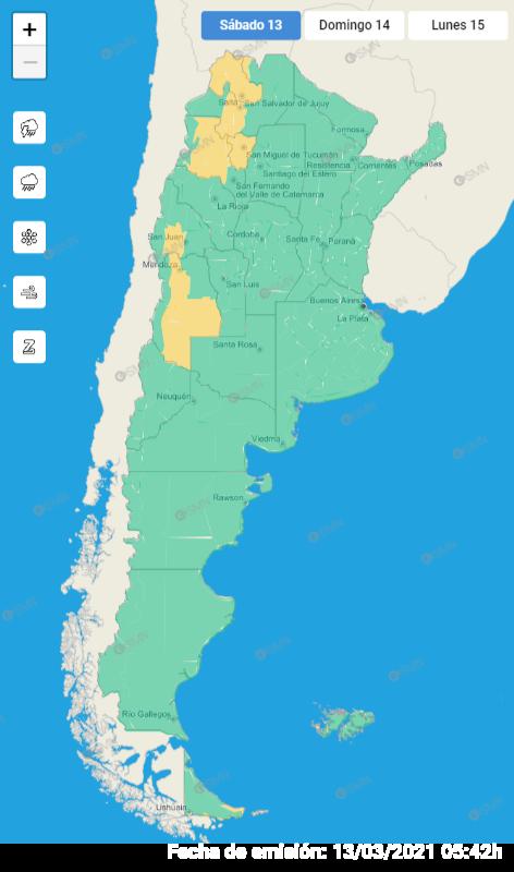 Tucumán está en alerta nivel amarillo por posibles tormentas fuertes