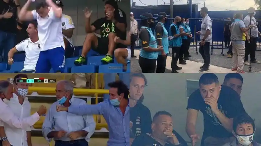 SE VE COMPLICADO. Distintas escenas de lo que sucede hoy entre quienes pueden ir a la cancha. capturas de video 