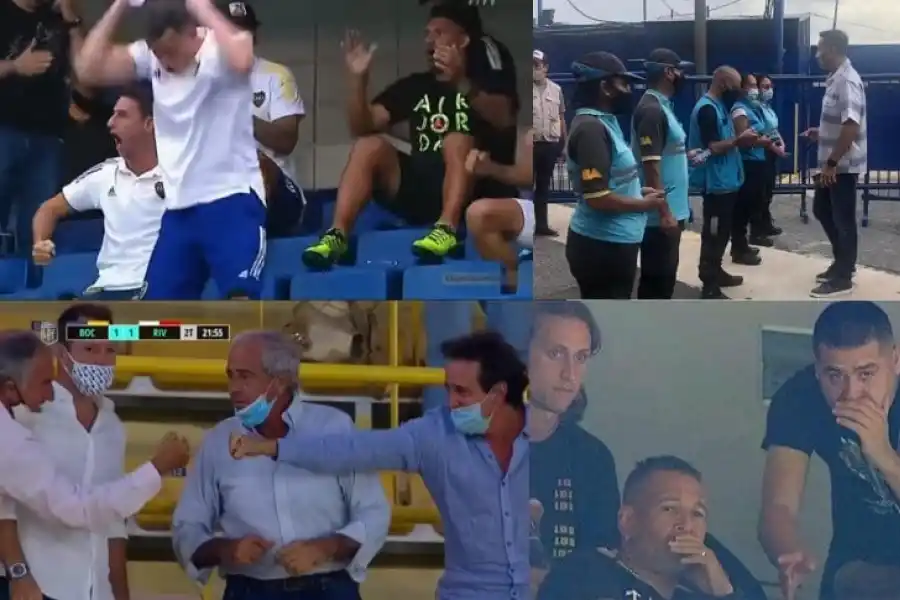 SE VE COMPLICADO. Distintas escenas de lo que sucede hoy entre quienes pueden ir a la cancha. capturas de video 