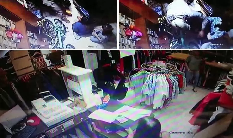 SECUENCIA. Las cámaras de un comercio captaron el asalto, que incluyó que maniataran a las vendedoras. captura de video