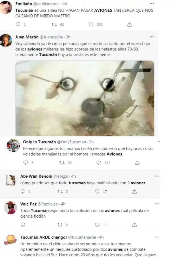 Pánico, sorpresa y humor: así vivieron los tucumanos el paso de los aviones de guerra