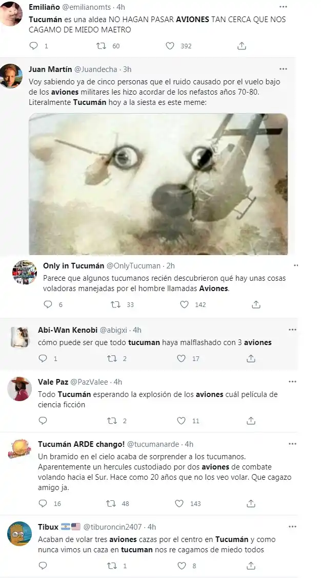 Pánico, sorpresa y humor: así vivieron los tucumanos el paso de los aviones de guerra