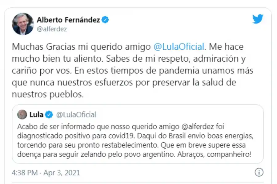 Presidentes y referentes políticos le desearon una pronta recuperación a Alberto Fernández