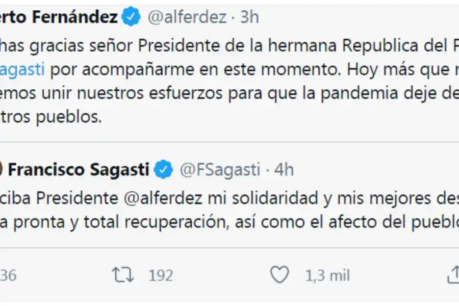 Presidentes y referentes políticos le desearon una pronta recuperación a Alberto Fernández