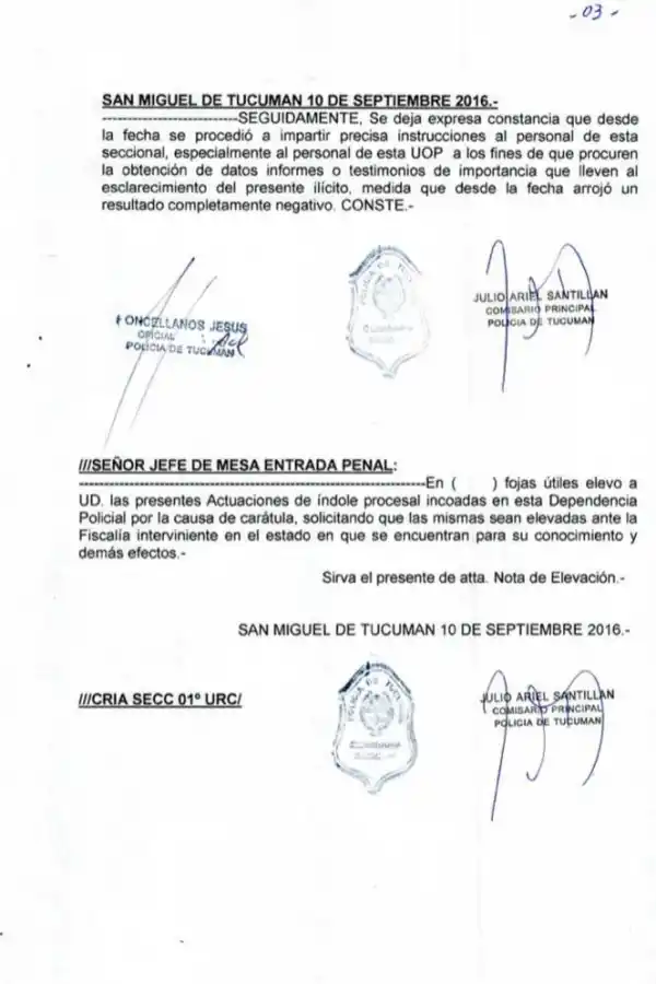 “RESULTADO NEGATIVO”. La anotación del día después de la denuncia. 