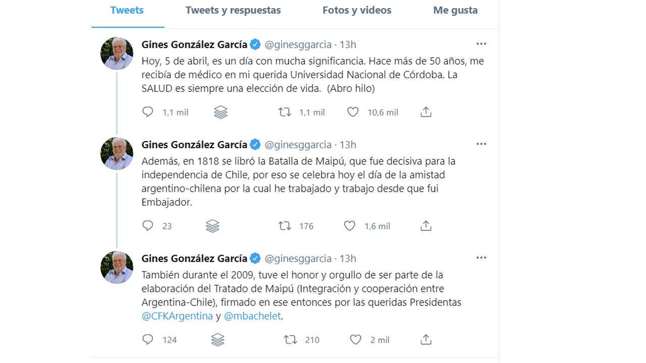 Ginés González García reapareció en escena con un mensaje a Cristina Fernández