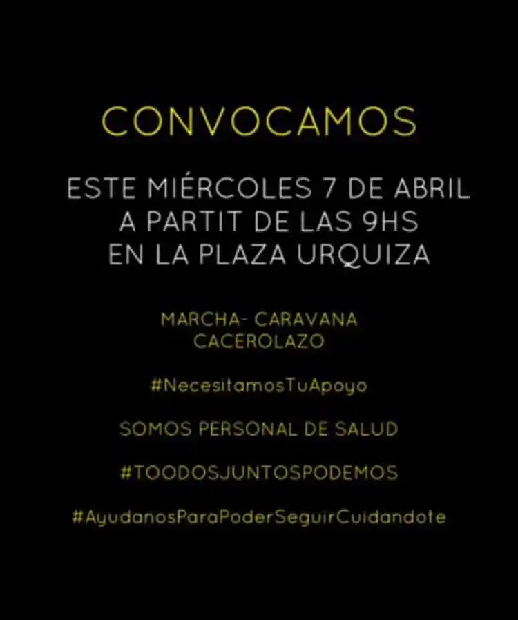 El personal de la salud convoca a una protesta en la plaza Urquiza