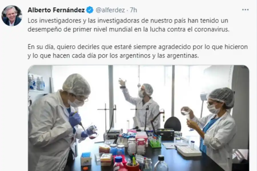 Alberto Fernández destacó el trabajo de los investigadores científicos argentinos