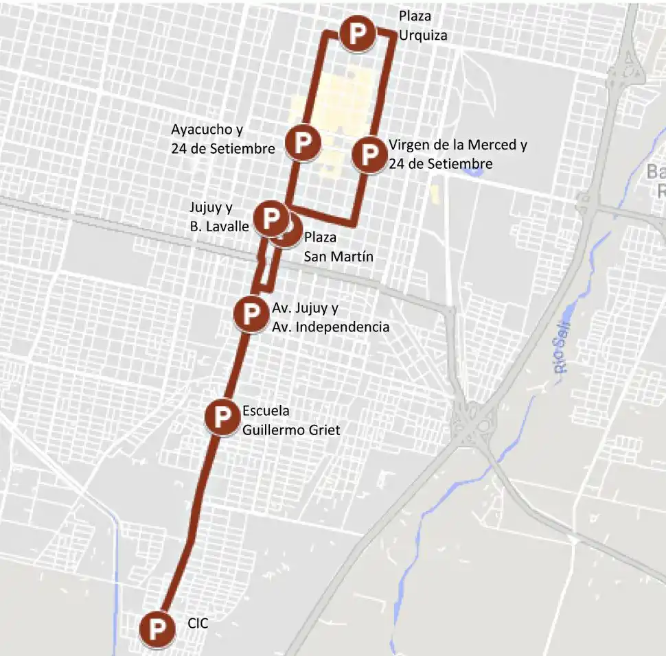  CIRCUITO ROJO D. Desde avenida Jujuy al 4.000: el cuarto recorrido del circuito Rojo se inicia cerca del extremo sur de la ciudad, hasta recorrer el centro en unos 46 minutos por vuelta. 