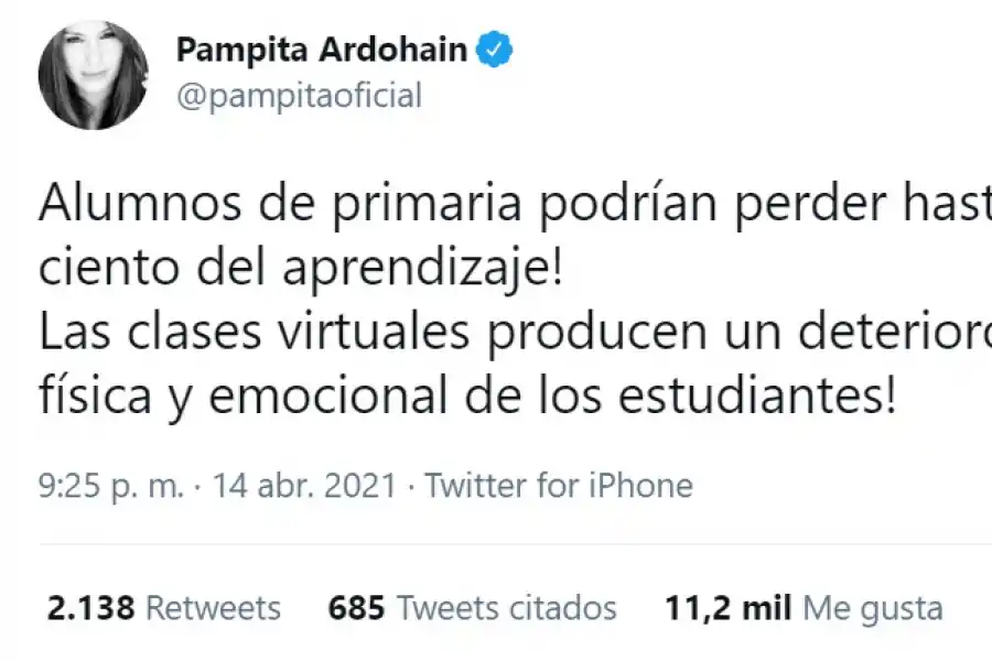 Pampita y otras famosas criticaron a Alberto por la suspensión de las clases presenciales
