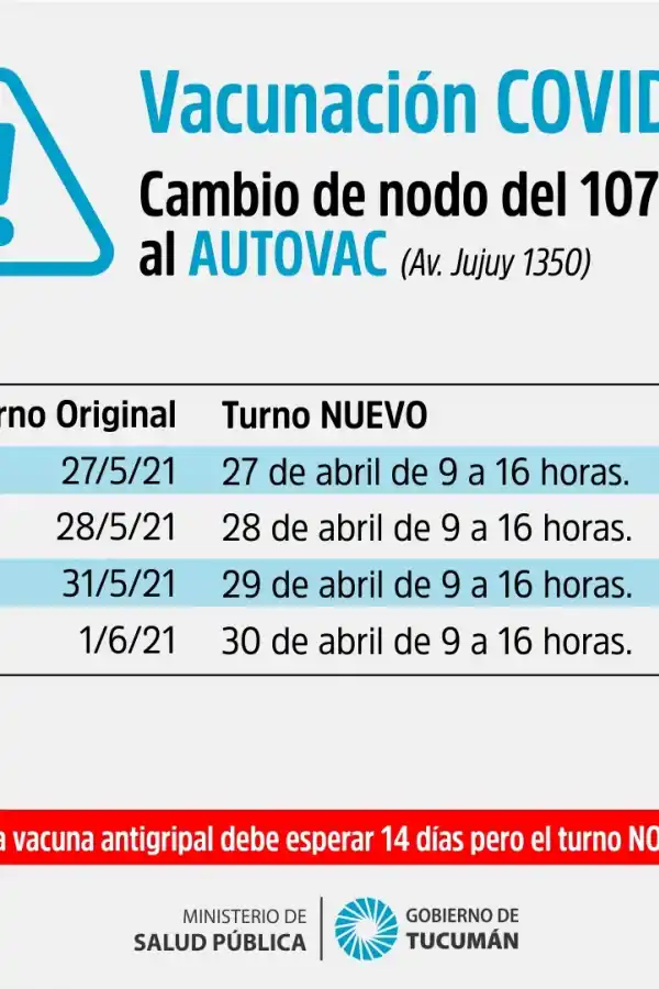 Vacunación en Tucumán: así quedaron reprogramados los turnos para mayores de 70