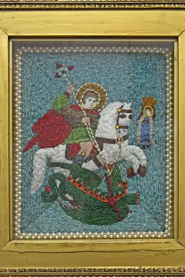 UNA MARAVILLA. Al bordado de este ícono lo hicieron monjas en Siria.  