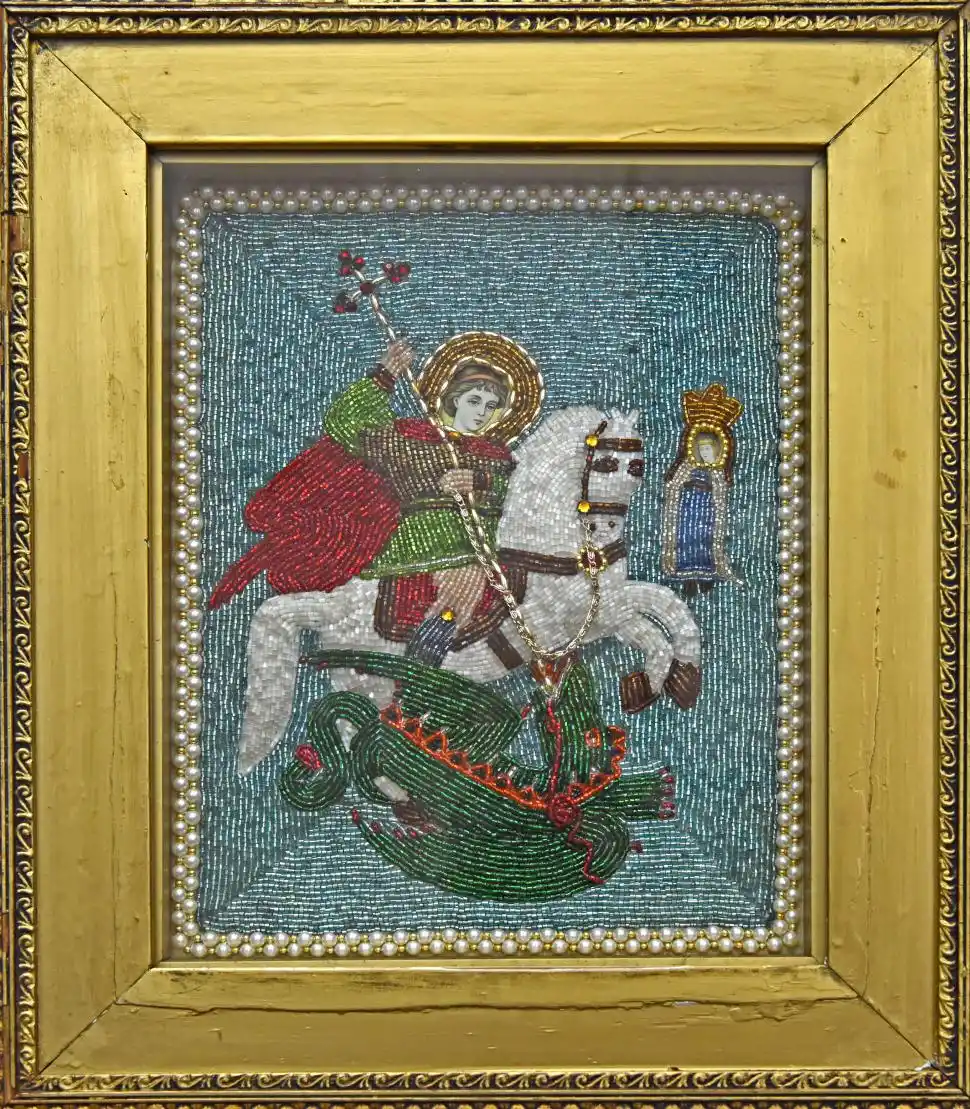 UNA MARAVILLA. Al bordado de este ícono lo hicieron monjas en Siria.  