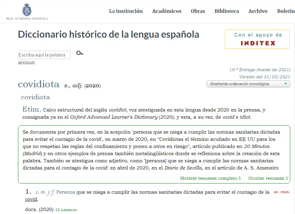 Covidiota: la nueva palabra que incluyó la RAE al diccionario
