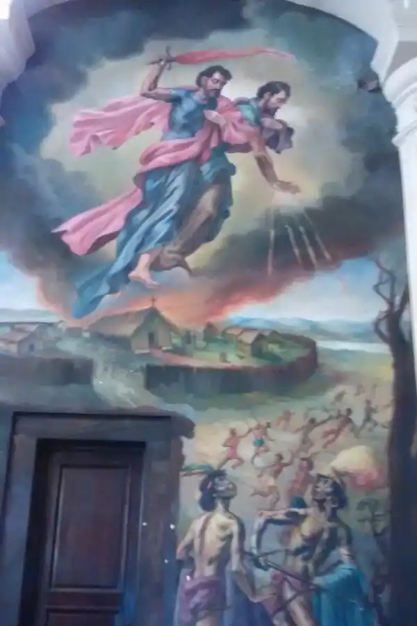REPRESENTACIÓN PICTÓRICA. Mural en la Catedral sobre el combate.