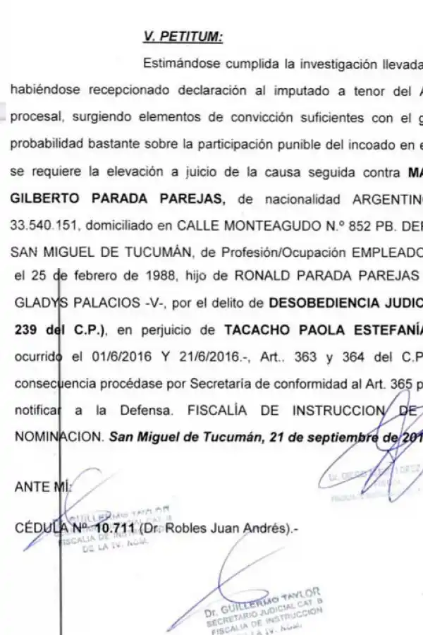 FACSÍMIL DEL DICTAMEN FISCAL DE 2016. El requerimiento de juicio oral. 