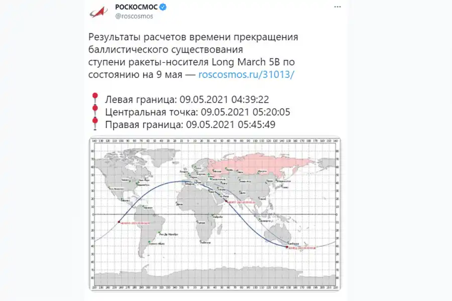 La agencia espacial rusa vaticina cuándo y dónde caerá del cohete chino fuera de control