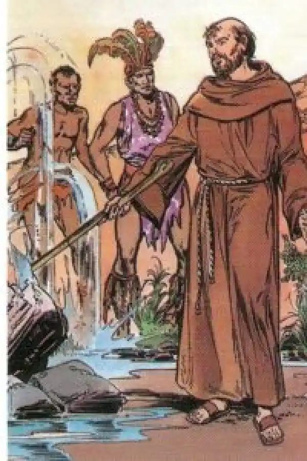 AGUA SURGENTE. Con su cayado obró un milagro.