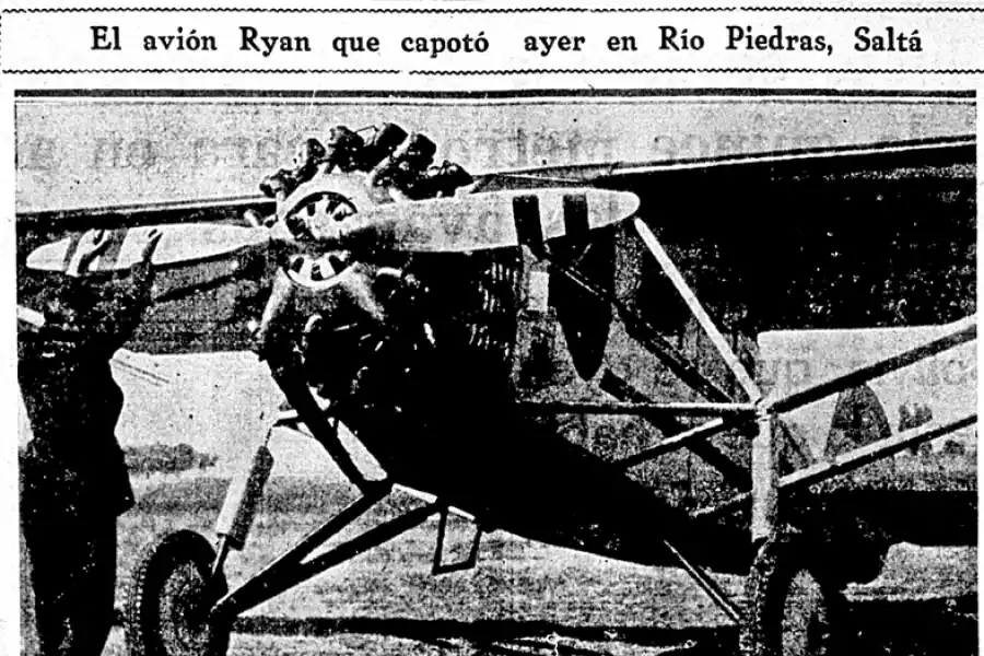  JULIO DE 1934. El Ryan momentos antes de partir hacia Salta donde terminaría cayendo en el río Piedras tras desplomarse desde 50 metros. 