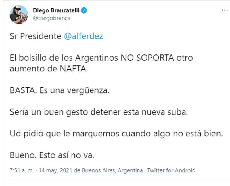 Brancatelli estalló de furia contra el Presidente: basta; es una vergüenza