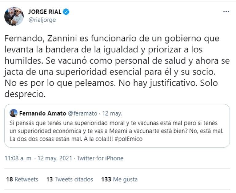 Jorge Rial avisó que se va a vacunar a Miami: le echó la culpa a los políticos