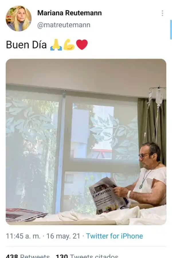 Carlos Reutemann salió de terapia intensiva y evoluciona favorablemente