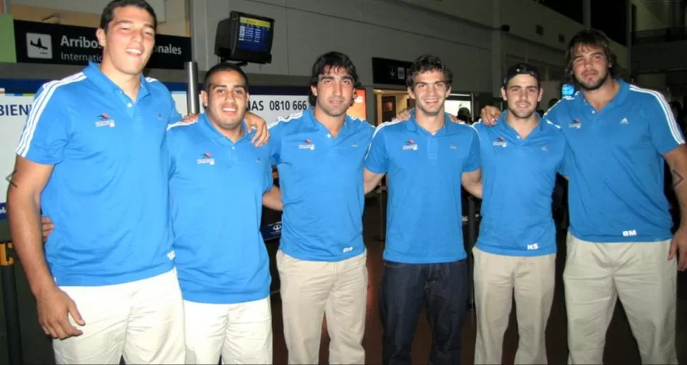 “TUCUS”. Guzmán, Tejerizo, Ascárate, Moyano, Sánchez y Macome, a la vuelta de la gira.  