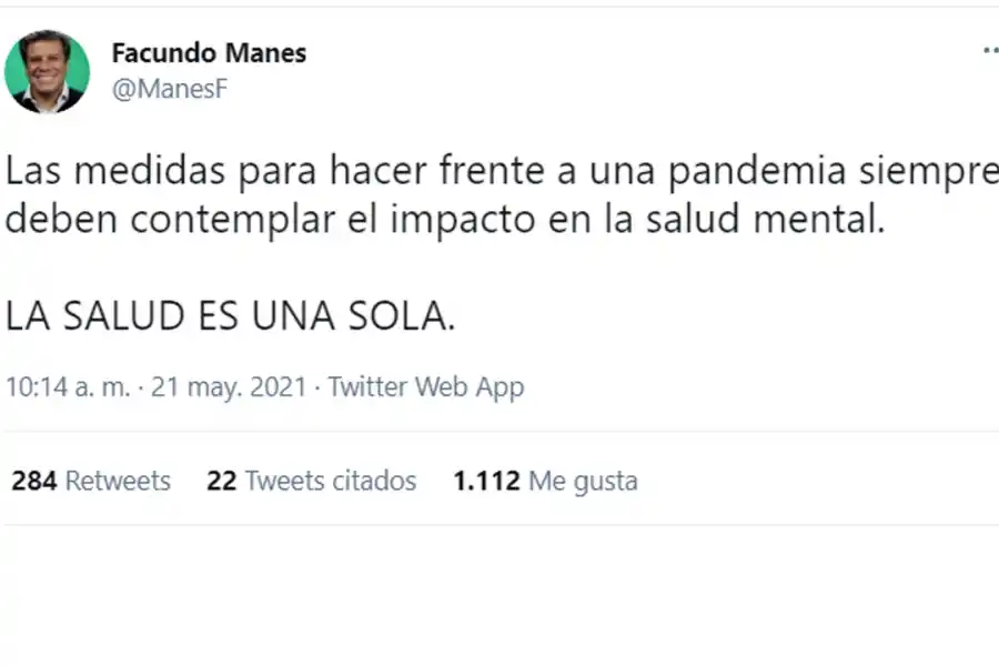 “La salud mental también es esencial”, criticó Facundo Manes al Gobierno tras los anuncios