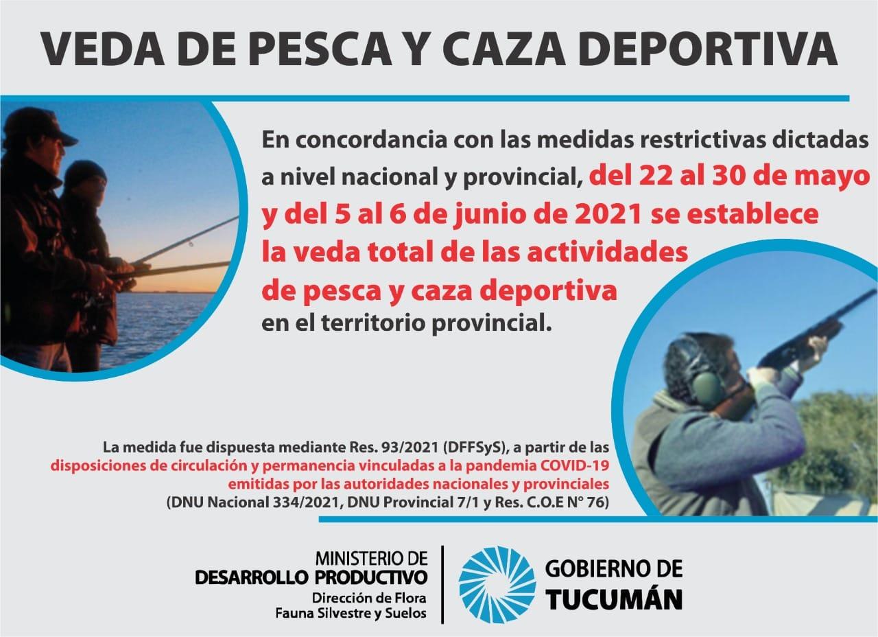 Atención, cazadores y pescadores: declaran la veda en Tucumán para frenar los contagios