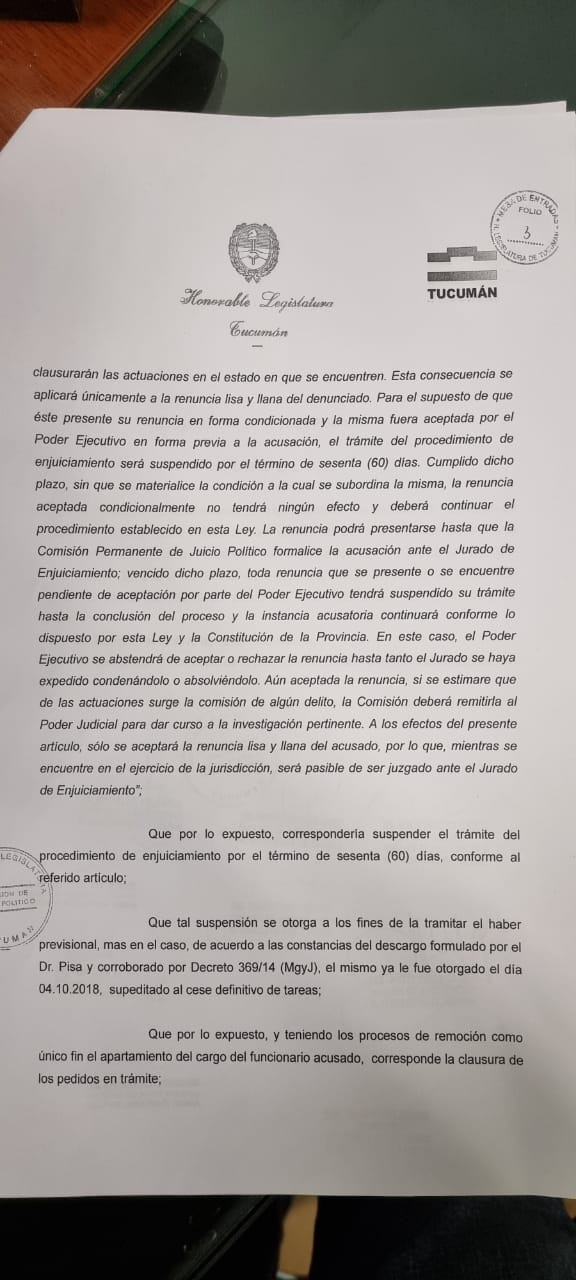 FACSÍMIL I. Página dos de la resolución de archivo favorable al juez Pisa. 