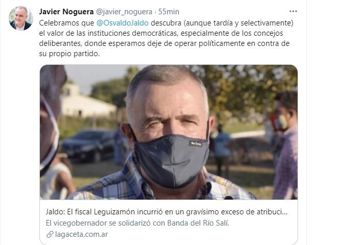 Noguera acusa a Jaldo de operar en contra del peronismo