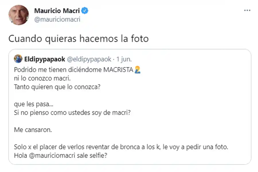 “Hasta pegué almuerzo: El Dipy se reunió con Macri y logró su selfie