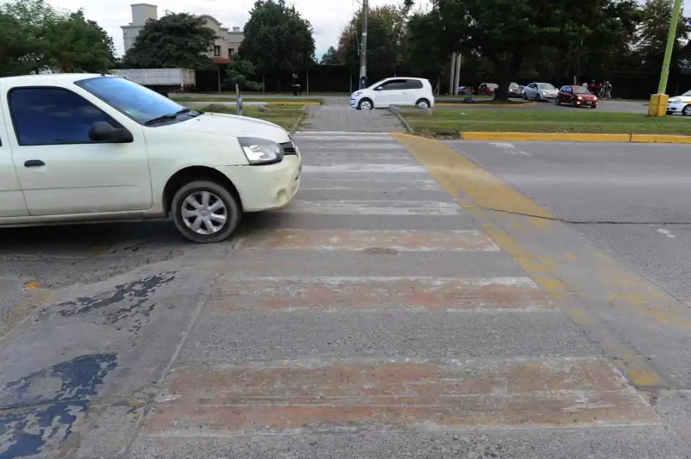 El reductor de velocidad en la avenida Perón.