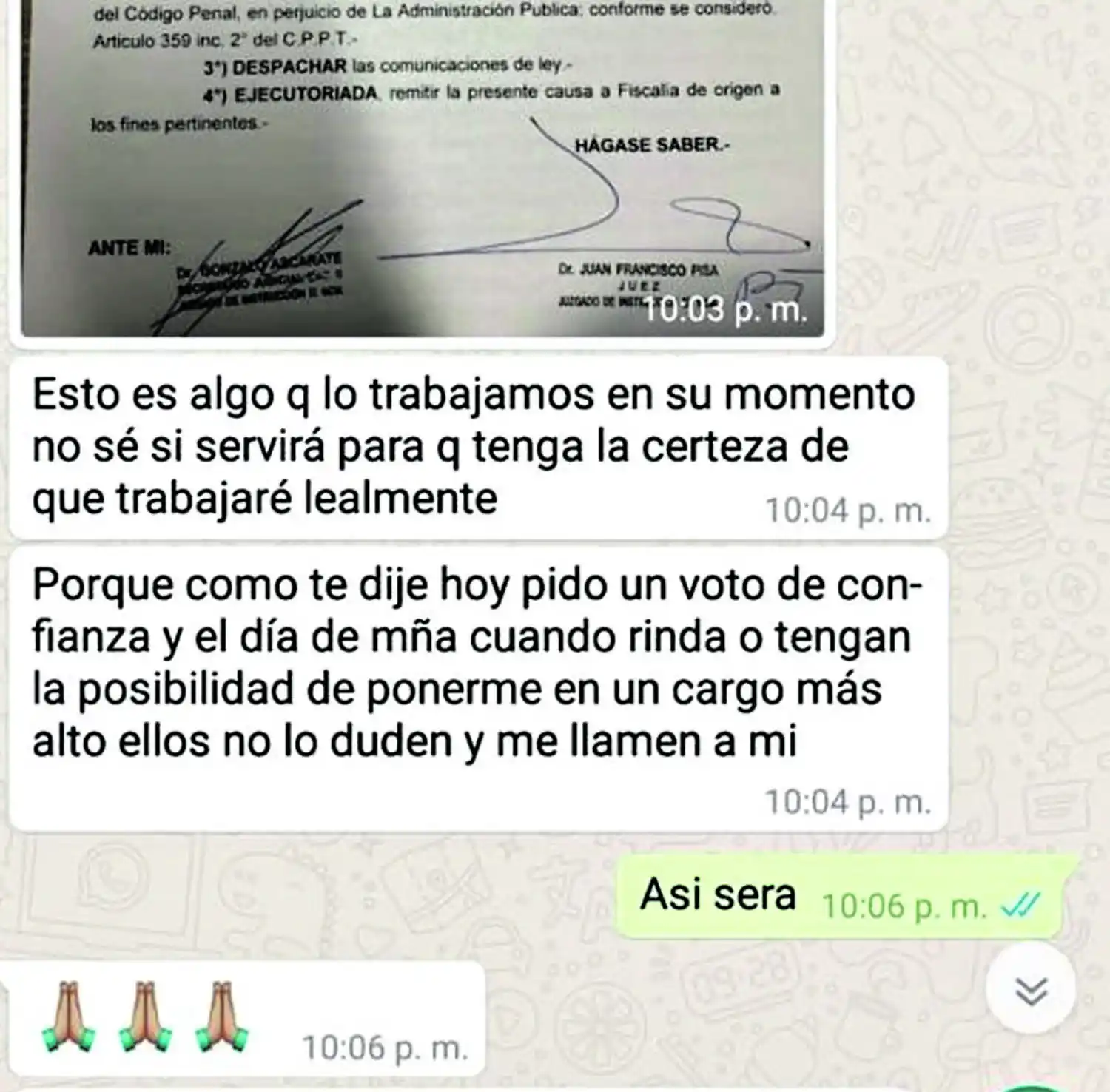 Un candidato a juez niega un chat que lo vincula a Manzur
